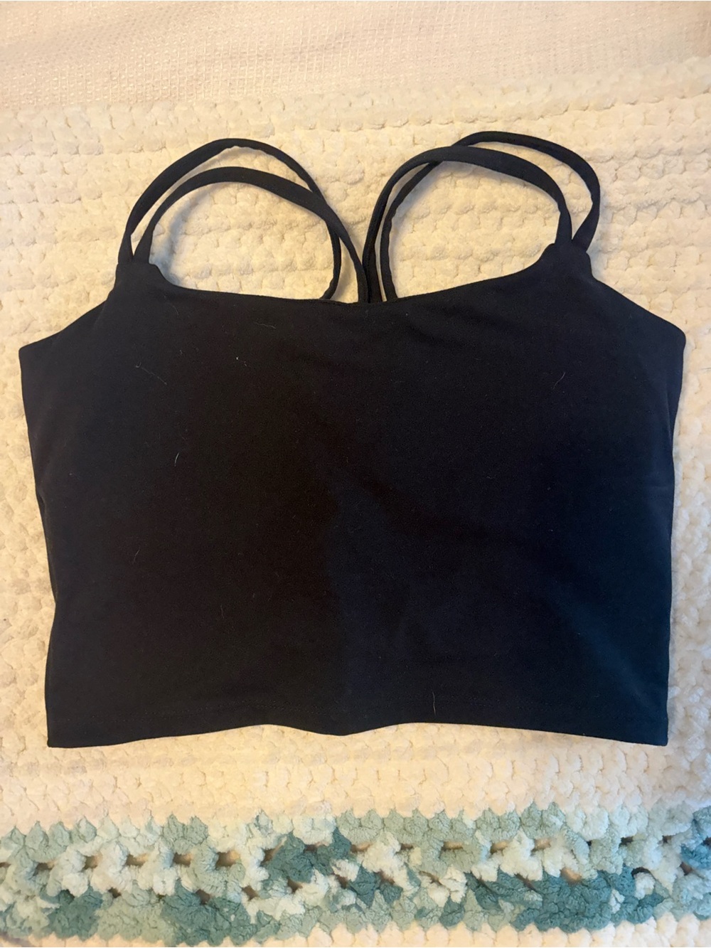 Black Double-Strap Crop Tank Top - Women